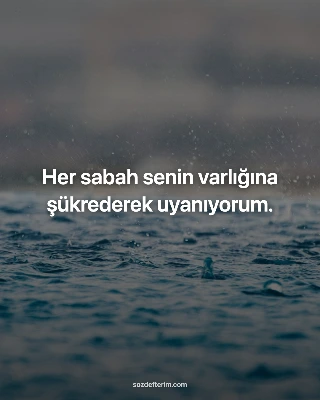 Her sabah senin varlığına şükrederek uyanıyorum.
