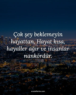Çok şey beklemeyin hayattan, Hayat kısa, hayaller ağır ve insanlar nankördür.