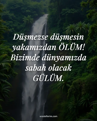 Düşmezse düşmesin yakamızdan ÖLÜM! Bizimde dünyamızda sabah olacak GÜLÜM.