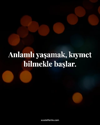 Anlamlı yaşamak, kıymet bilmekle başlar.