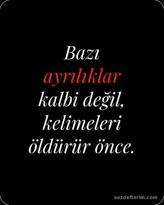 Bazı ayrılıklar kalbi değil, kelimeleri öldürür önce.