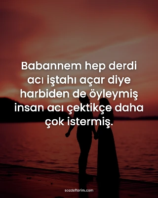 Babannem hep derdi acı iştahı açar diye harbiden de öyleymiş insan acı çektikçe 