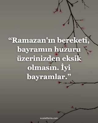 Ramazan'ın bereketi, bayramın huzuru üzerinizden eksik olmasın. İyi bayramlar.