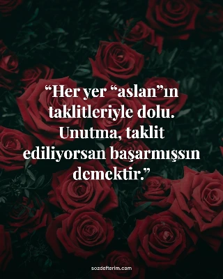 Her yer “aslan”ın taklitleriyle dolu. Unutma, taklit ediliyorsan başarmışsın dem