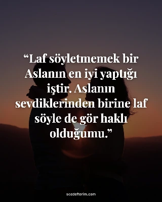 Laf söyletmemek bir Aslanın en iyi yaptığı iştir. Aslanın sevdiklerinden birine 