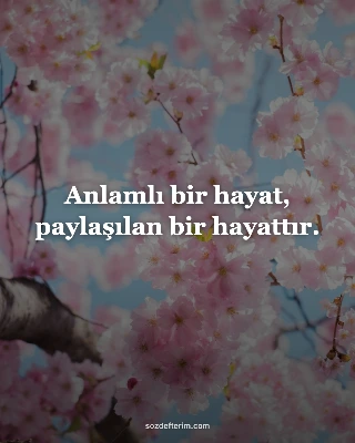Anlamlı bir hayat, paylaşılan bir hayattır.