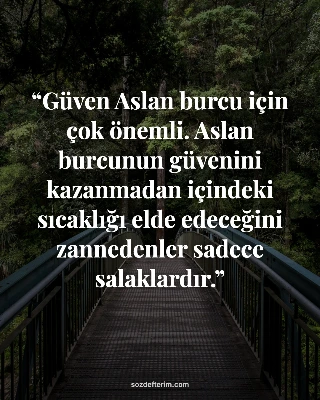 Güven Aslan burcu için çok önemli. Aslan burcunun güvenini kazanmadan içindeki s