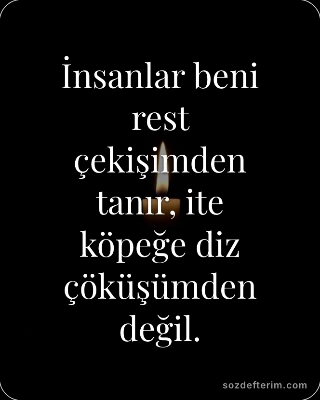 İnsanlar beni rest çekişimden tanır, ite köpeğe diz çöküşümden değil.