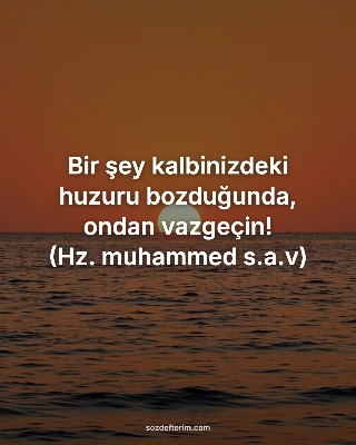 Bir şey kalbinizdeki huzuru bozduğunda, ondan vazgeçin! 

(Hz. muhammed s.a.v)