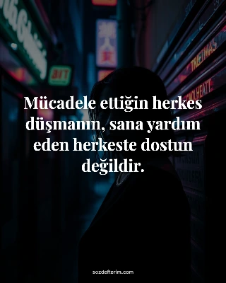 Mücadele ettiğin herkes düşmanın, sana yardım eden herkeste dostun değildir.