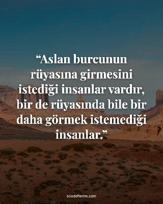 Aslan burcunun rüyasına girmesini istediği insanlar vardır, bir de rüyasında bil