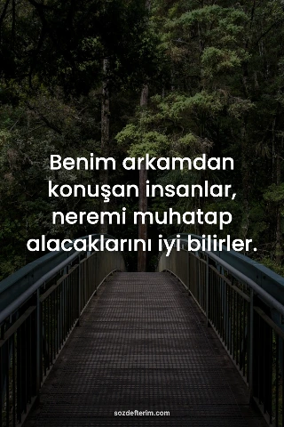Benim arkamdan konuşan insanlar, neremi muhatap alacaklarını iyi bilirler.