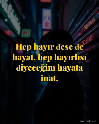 Hep hayır dese de hayat, hep hayırlısı diyeceğim hayata inat.