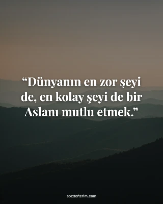 Dünyanın en zor şeyi de, en kolay şeyi de bir Aslanı mutlu etmek.