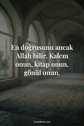 En doğrusunu ancak Allah bilir. Kalem onun, kitap onun, gönül onun.
