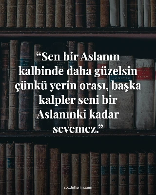 Sen bir Aslanın kalbinde daha güzelsin çünkü yerin orası, başka kalpler seni bir