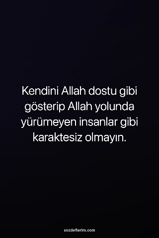 Kendini Allah dostu gibi gösterip Allah yolunda yürümeyen insanlar gibi karaktes