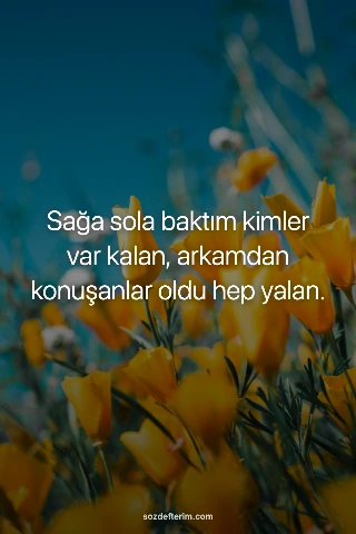 Sağa sola baktım kimler var kalan, arkamdan konuşanlar oldu hep yalan.