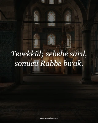 Tevekkül; sebebe sarıl, sonucu Rabbe bırak.
