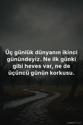 Üç günlük dünyanın ikinci günündeyiz. Ne ilk günki gibi heves var, ne de üçüncü 